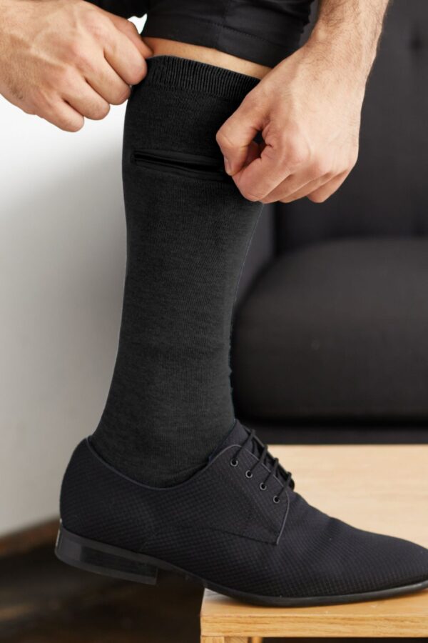 Calcetines largos de bambú unisex con bolsa oculta - Image 18