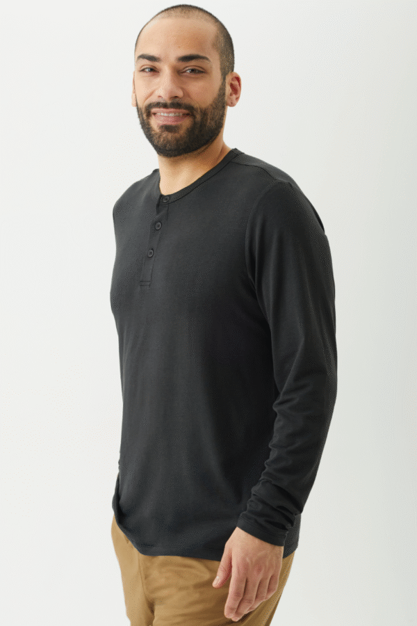 Playera Manga Larga Henley para Hombre