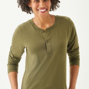 Playera Manga Larga Henley para Mujer