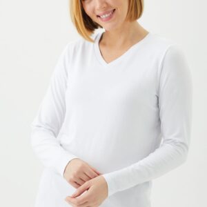 Playera Manga Larga Cuello en V para Mujer