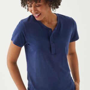 Playera Manga Corta Henley para Mujer